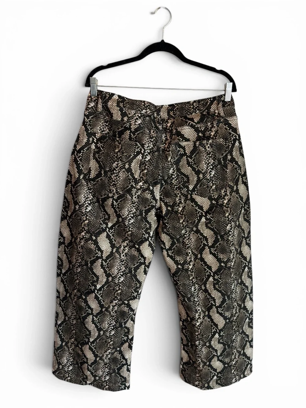 Anniewear Barrel Snake Print Pants Size XL Black Brown High Rise Cropped NEW - Picture 8 of 13